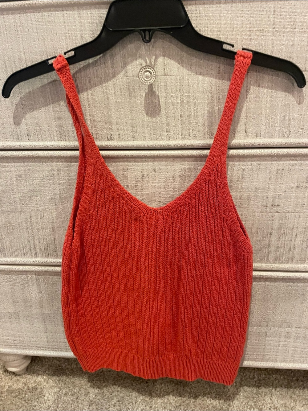 Treasure & Bond Coral Red Knit V-Neck Tank